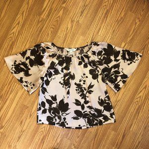 Pink & Brown Floral Silk Top